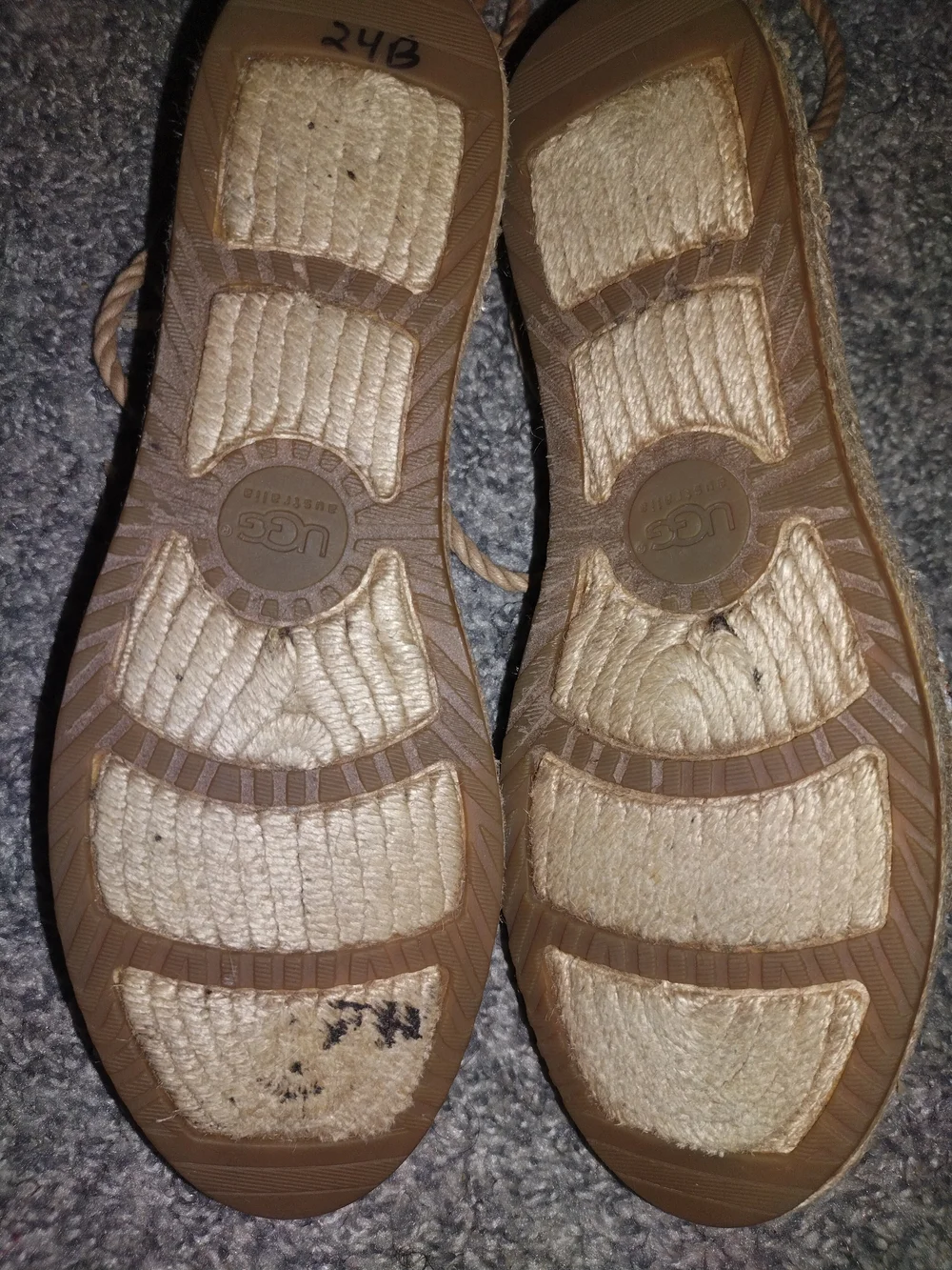 UGG Women’s Beige Striped Espadrille Lace-Up Flats